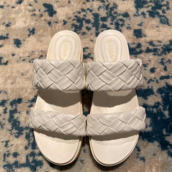 Liliana White platform slides with braided detail size 9 - Picture 1 of 4